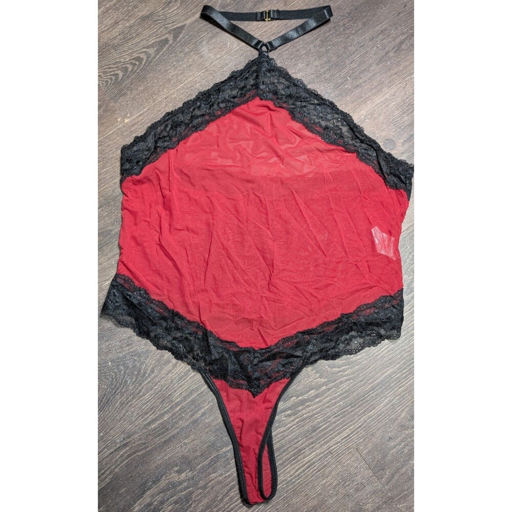 Lingerie Lace Mesh Bodysuit Red And Black Women's New Unbranded (58D)